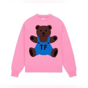 NWT Teddy Fresh Women Intarsia Bear Sweater Pink Size 3XL Graphic Print Quirky